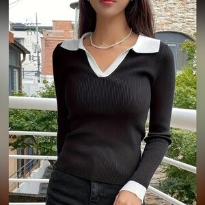 Black and White Collared Sweater